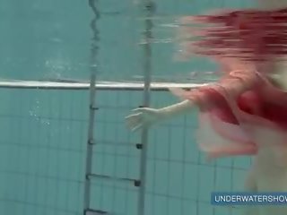 Katya Okuneva in Red Dress Pool Girl, HD porn 1b