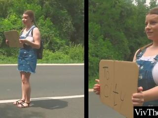 Desirable lesbian picks up inviting hitch hiker and fucks her sex films