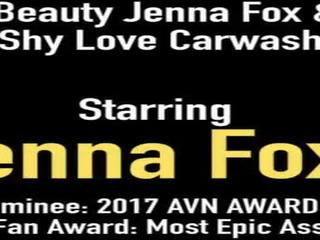 Black deity Jenna Fox & Short Haired Shy Love Carwash Fuck!
