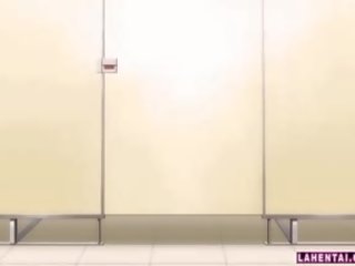 Hentai adolescent consigue follada desde detrás en público lavabo