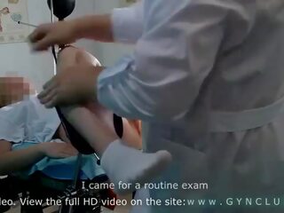 Young woman examined at a gynecologist's - stormy orgasm