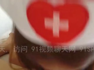 매력적인 젊은 중국의 간호사 짜증, 핥는, 앞머리, 과 제비 나의 잔뜩!
