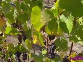 Outside vineyard dirty clip with busty feature