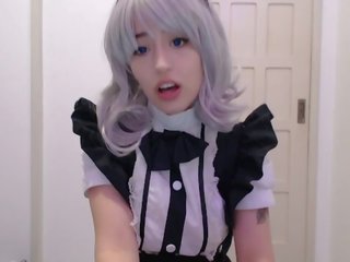 Maid Cosplay mistress Sucking and Begging to her Boss