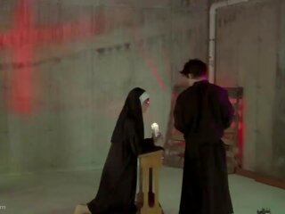 Roleplay Done Right As grand Redhead Nun Rides A Hard Wooden Dildo Under Rule Of desirable Priest