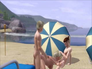 Dubbele dicked op de strand, gratis op de strand volwassen klem video- e7