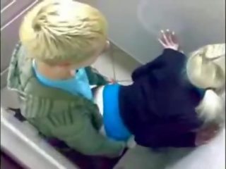 Extraordinary pirang moderate fucked in publik restroom
