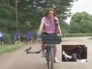 Japanese schoolgirl Masturbated While Riding A Specially Modified x rated video Bike!