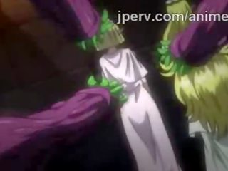 Fantastic elf princess screwed by bunch of tentacles in hentai show