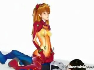 Evangelion cartoon with enchanting Asuka