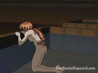 Vermelho cabeludo anime homossexual obtendo anal fodida por um grande prick canino estilo