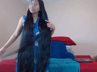 Cute Long Haired Asian Striptease and Hairplay: HD sex film da