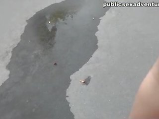Cock-hungry brunette in public sex