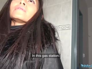 Public Agent incredible Thai seductress fucked hard in randy gas station toilet fuck